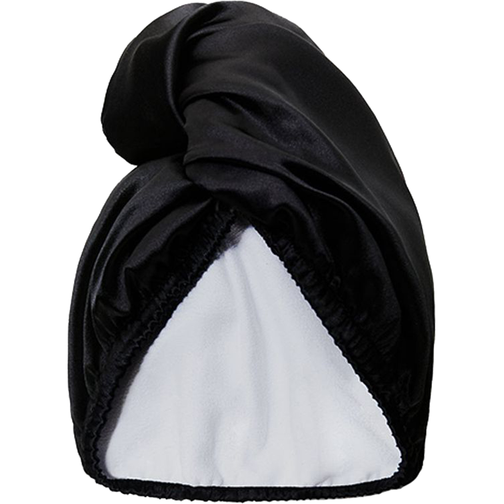 Satin Towel Wrap Double-sided Satin Hair Turban, Black