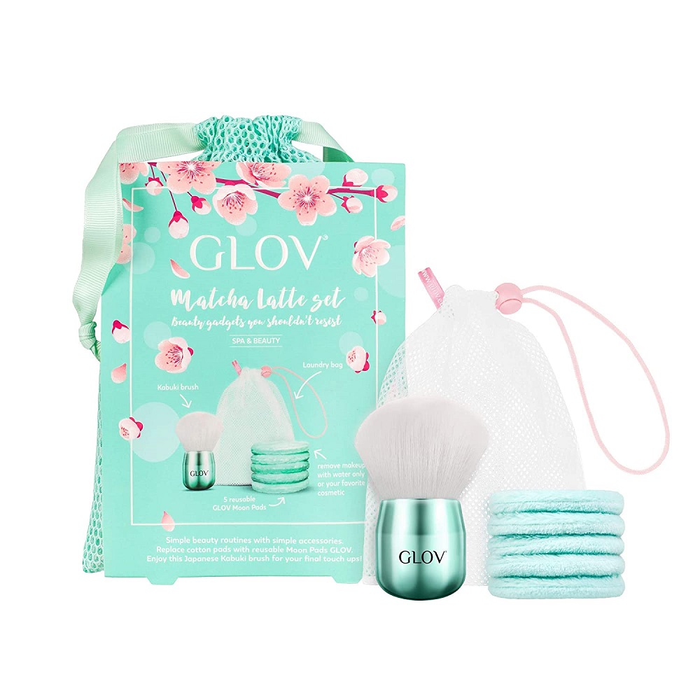 Zestawy Matcha Latte Set Moon Pads Remover Pads + Kabuki Brush + Case