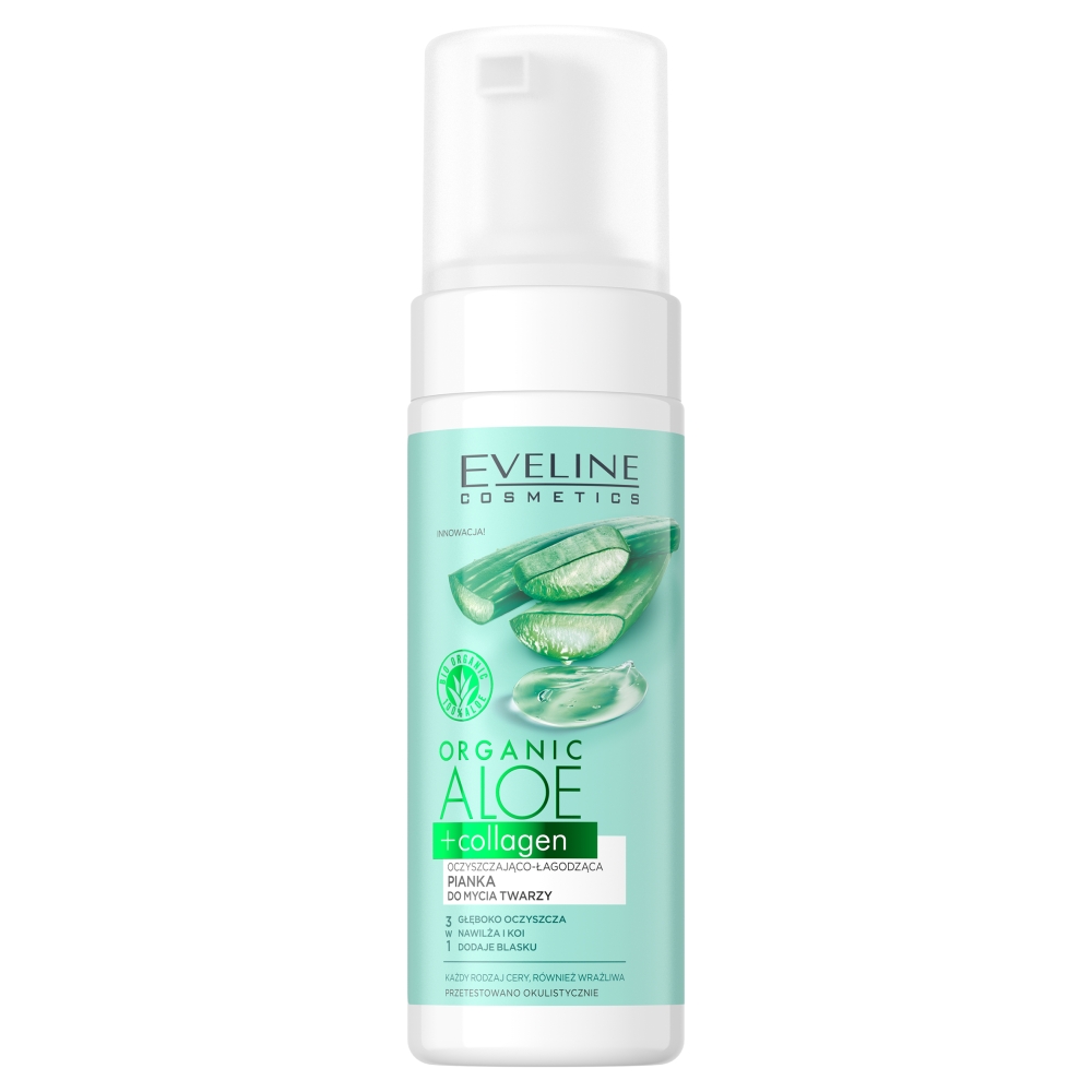Cleansing And Soothing Facial Foam 3 In 1 With Organic Aloe And Collagen