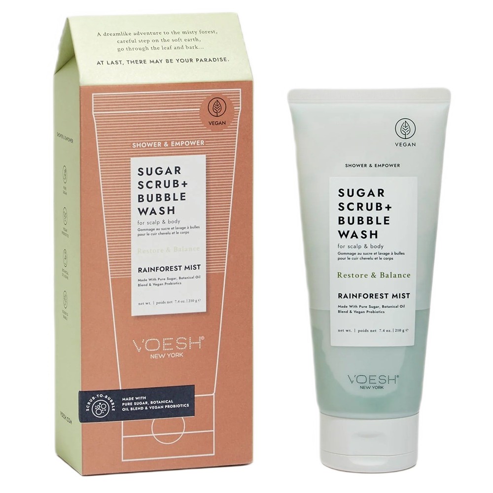 Sugar Scrub + Bubble Wash Rainforest Mist Sugar Scrub For Body And Scalp 210 g