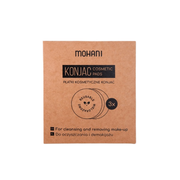 Konjac Reusable Cosmetic Pads Made From Plant Fibers, 3 Pieces.